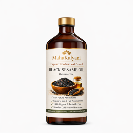 MahaKalyani Organic Wooden Cold-Pressed Black Sesame Oil- 1 Litre
